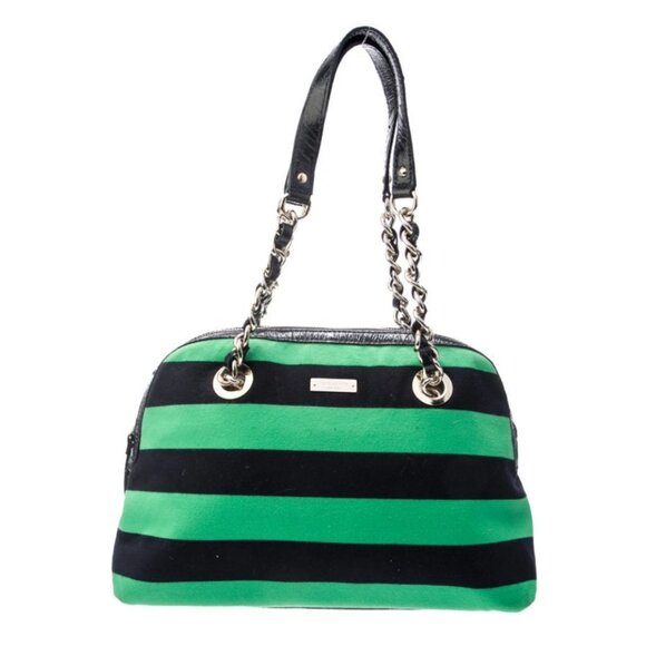 Kate Spade Green and Navy Striped Bag- Vintage Flex! - Picture 2 of 8